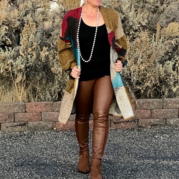 New! Multi Color Balloon Sleeve Cardigan - Picture 2 of 8